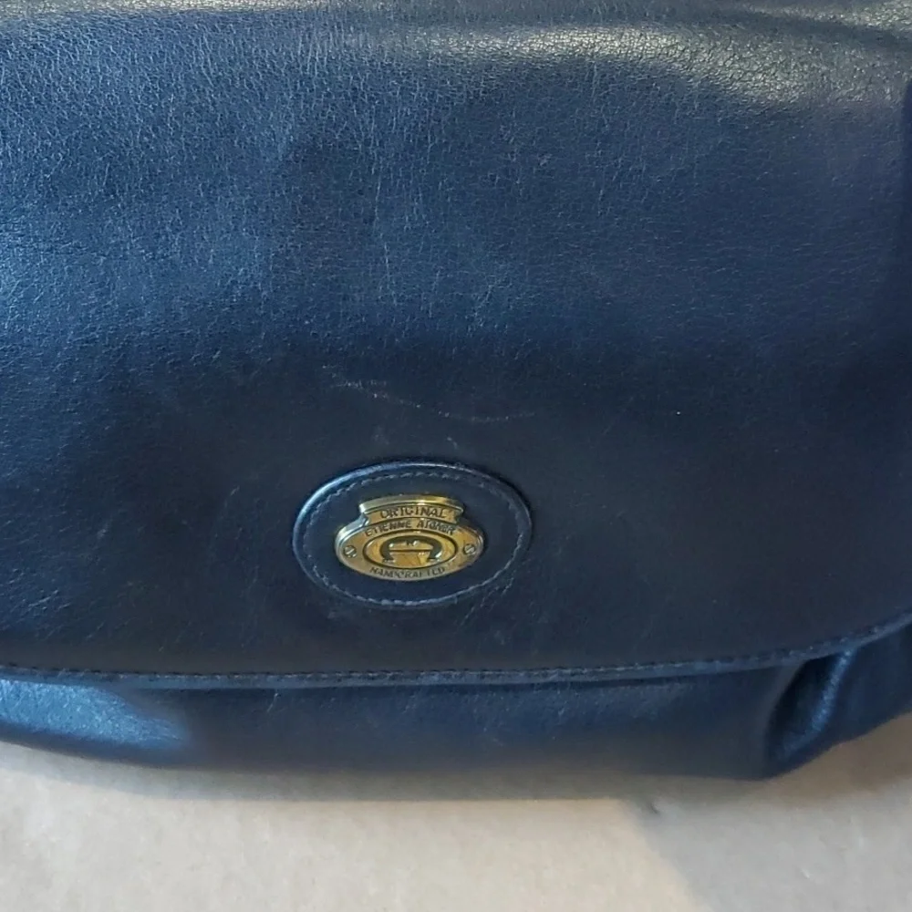 Etienne Aigner Vintage navy leather shoulder handbag 4 compartments